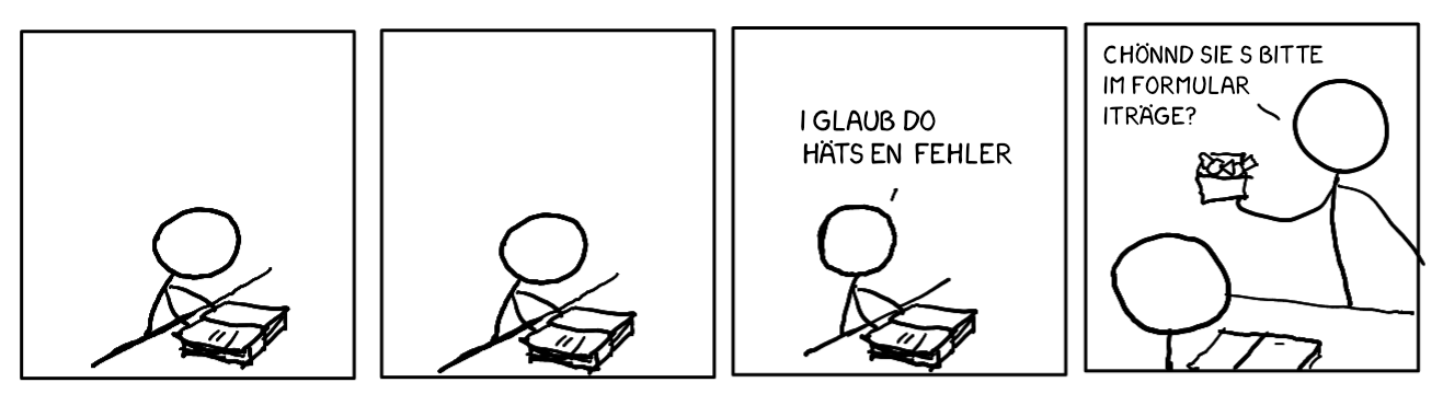 In der Vorlesung an der OST werden die Studierenden für gefundene Fehler belohnt und gebeten, sie im untenstehenden Formular zu erfassen.